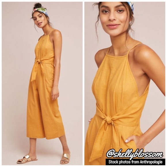 Anthropologie Pants - NWT Anthropologie Tied Linen Jumpsuit Greylin XL